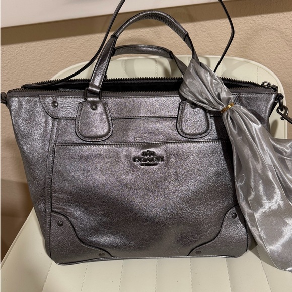Coach Handbags - Coach Metallic Mickie Satchel w/unbranded Scarf!!